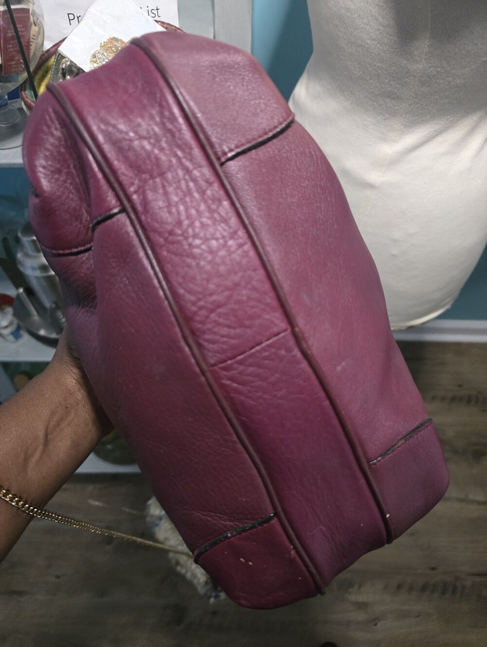 Etienne Aigner Leather Tote Bag in Burgundy - Picture 5 of 7